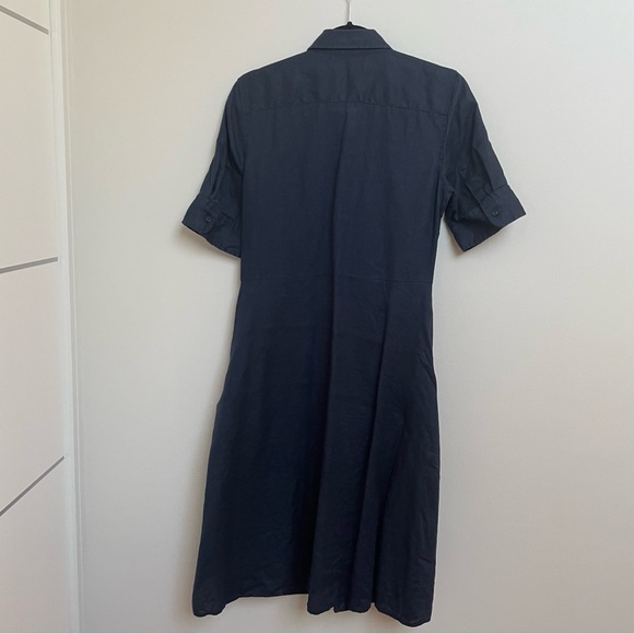 Ralph Lauren tie front linen shirt dress navy blue size 8 - Picture 10 of 13